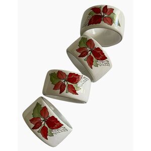 Perfect Block Bernarda Napkin Rings Portugal Poinsettia Watercolor - 4